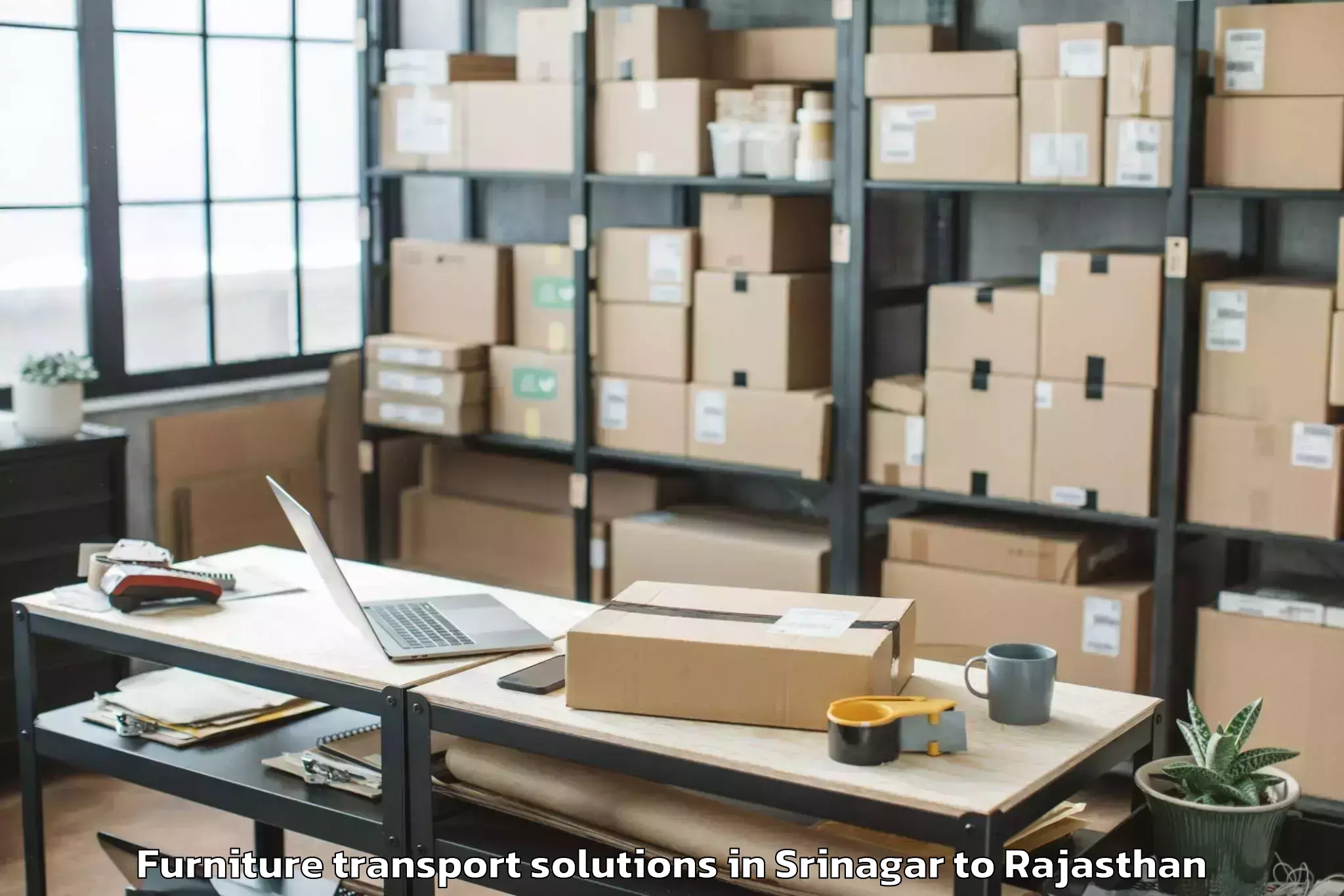 Top Srinagar to Jalore Furniture Transport Solutions Available